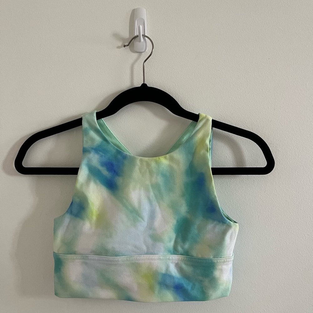 Blue and green tie dye girls sports bra, DSG